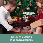 christabelle green christmas tree 1.8m xmas decor decorations 850 tips Couple assembling Christmas tree with metal stand.