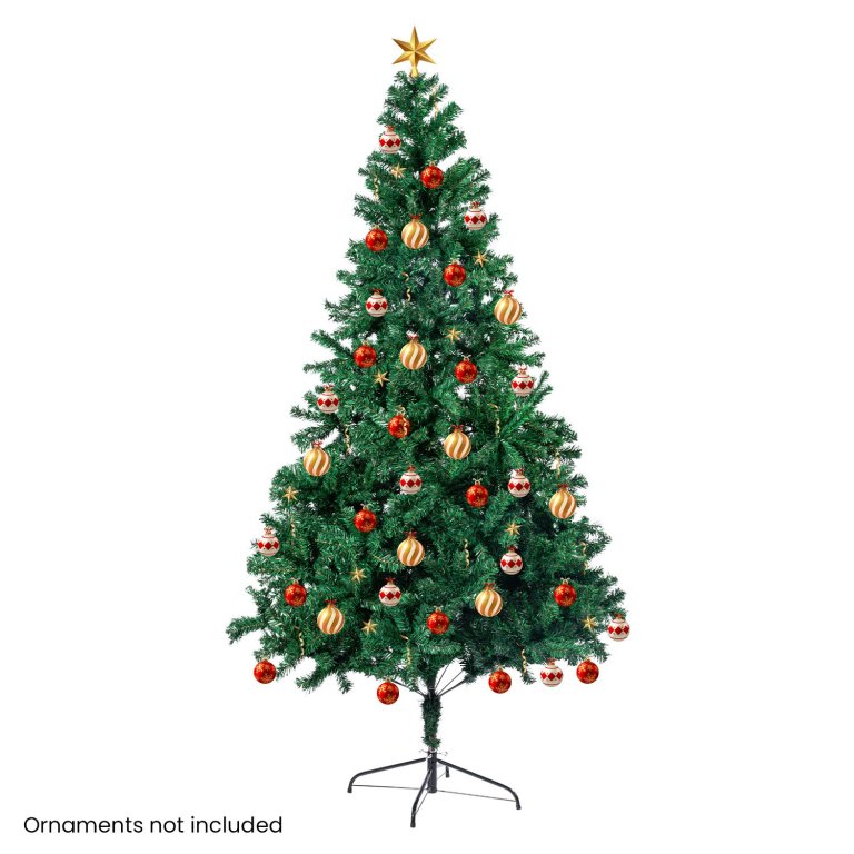 Artificial Christmas tree with star, ornaments not included.