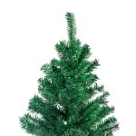 Artificial green Christmas tree, white background.