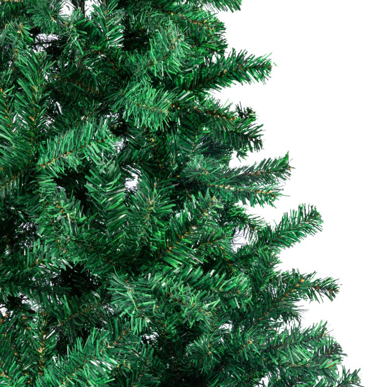 Close-up of a lush green artificial Christmas tree.