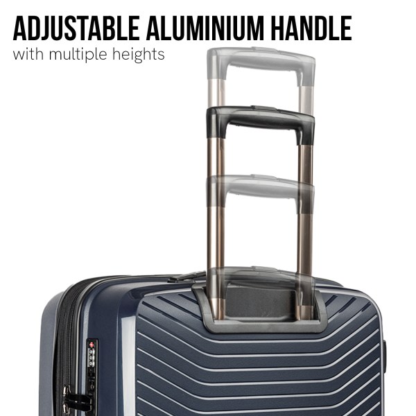 Suitcase with adjustable aluminium handle.