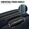 Suitcase with padded handles top and side.