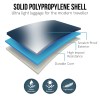 Solid polypropylene suitcase layers: scratch-proof, impact-resistant.