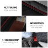 Luggage features: polyester lining, interior pockets, cross strap.