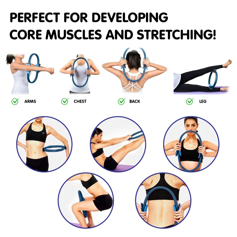 powertrain pilates ring band yoga home workout exercise band blue