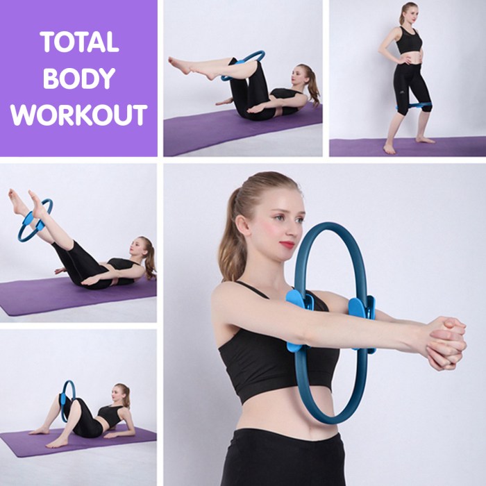 powertrain pilates ring band yoga home workout exercise band blue powertrain pilates ring band yoga home workout exercise band blue