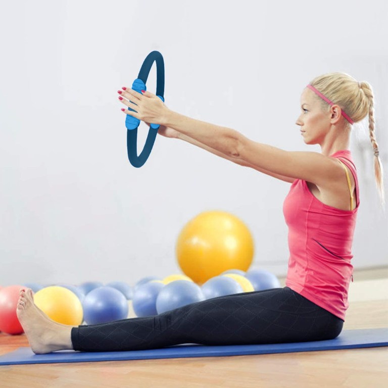 powertrain pilates ring band yoga home workout exercise band blue