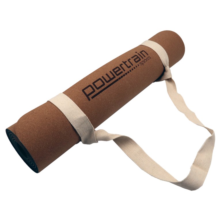 powertrain cork yoga mat with carry straps home gym pilates plain
