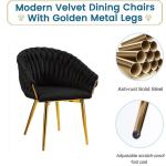 serenità black modern velvet dining chairs, upholstered living room chair with woven back and golden metal legs, mid century accent set of 2(black) serenità black modern velvet dining chairs, upholstered living room chair with woven back and golden metal legs, mid century accent set of 2(black)
