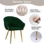 serenità emerald green modern velvet dining chairs, upholstered living room chair with woven back and golden metal legs, mid century accent set of 2(green)