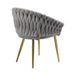serenità grey modern velvet dining chairs, upholstered living room chair with woven back and golden metal legs, mid century accent set of 2(grey)