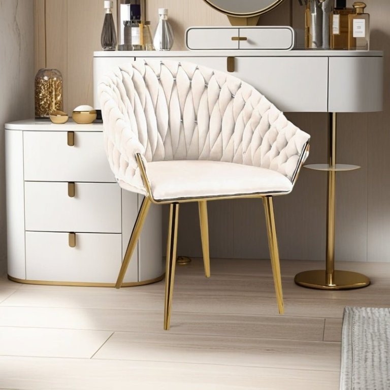 serenità ivory modern velvet dining chairs, upholstered living room chair with woven back and golden metal legs, mid century accent set of 2(ivory) serenità ivory modern velvet dining chairs, upholstered living room chair with woven back and golden metal legs, mid century accent set of 2(ivory)