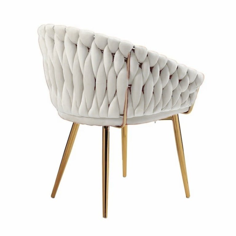 serenità ivory modern velvet dining chairs, upholstered living room chair with woven back and golden metal legs, mid century accent set of 2(ivory) serenità ivory modern velvet dining chairs, upholstered living room chair with woven back and golden metal legs, mid century accent set of 2(ivory)