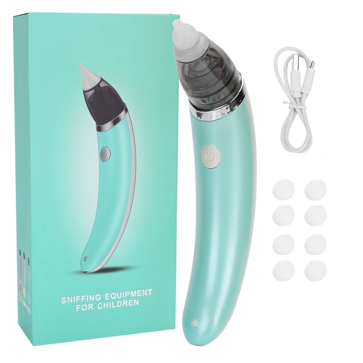 Children's nasal suction device with box and accessories.