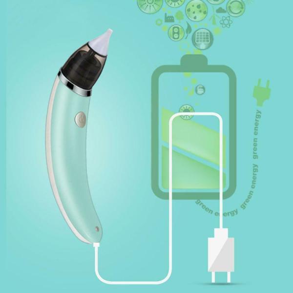 baby nasal aspirator electric safe hygienic nose cleaner snot sucker for baby (green) Electric ear cleaner with charging cable illustration