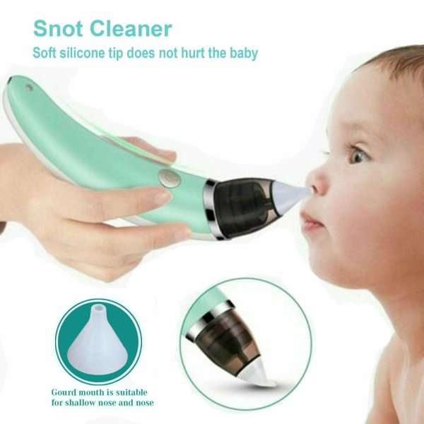 baby nasal aspirator electric safe hygienic nose cleaner snot sucker for baby (green) Baby nose cleaner with soft silicone tip