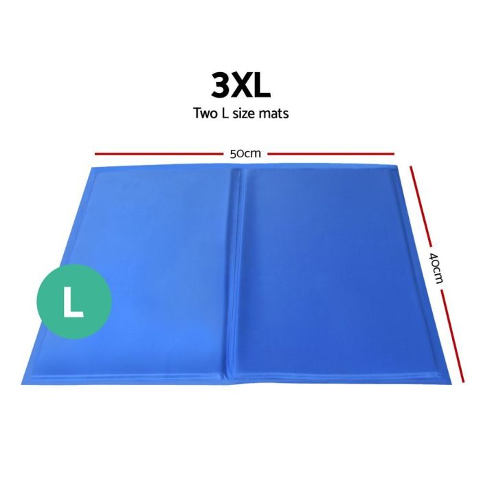 2x pet cooling bed gel mat dog cat non toxic cool pad puppy cold summer 50x40 cm