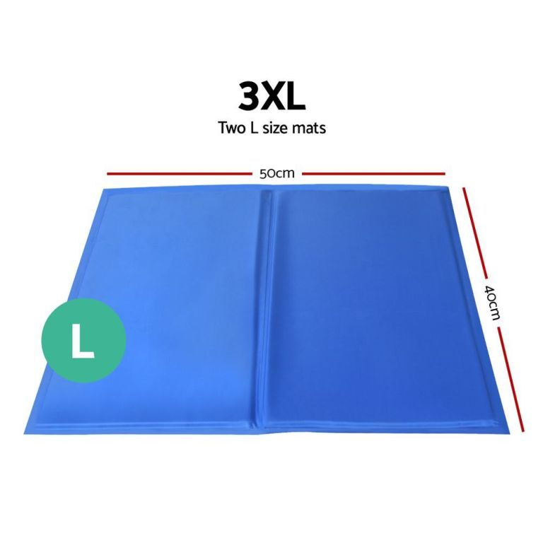 2x pet cooling bed gel mat dog cat non toxic cool pad puppy cold summer 50x40 cm