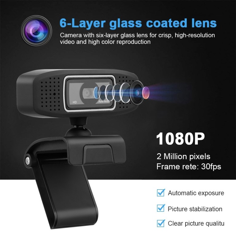 web camera a15 full hd 1080p 1080p webcam with autofocus, six-layer glass lens.