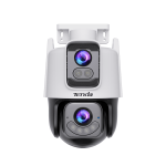 Modern security camera with multiple lenses.
