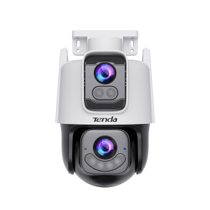 Modern security camera with multiple lenses.