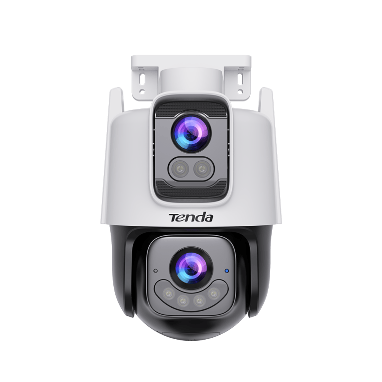Modern security camera with multiple lenses.