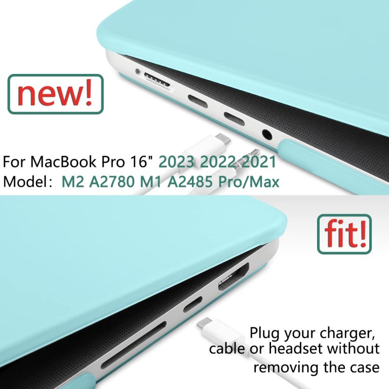 suitable for macbook pro 16 inch case 2023 2022 2021 m2 a2780 a2485 m1 pro/max hard shell case keyboard cover turquoise MacBook Pro 16 Hard Shell Case & Keyboard Cover - Turquoise