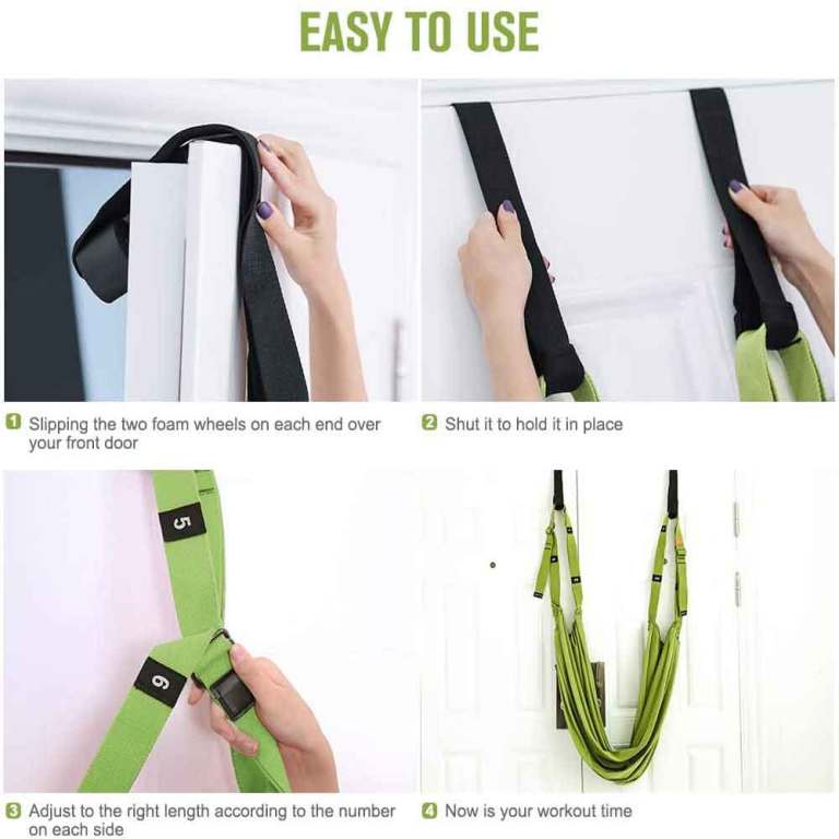 green fitness yoga strap band waist trainer leg door swing adjustable ballet dancer