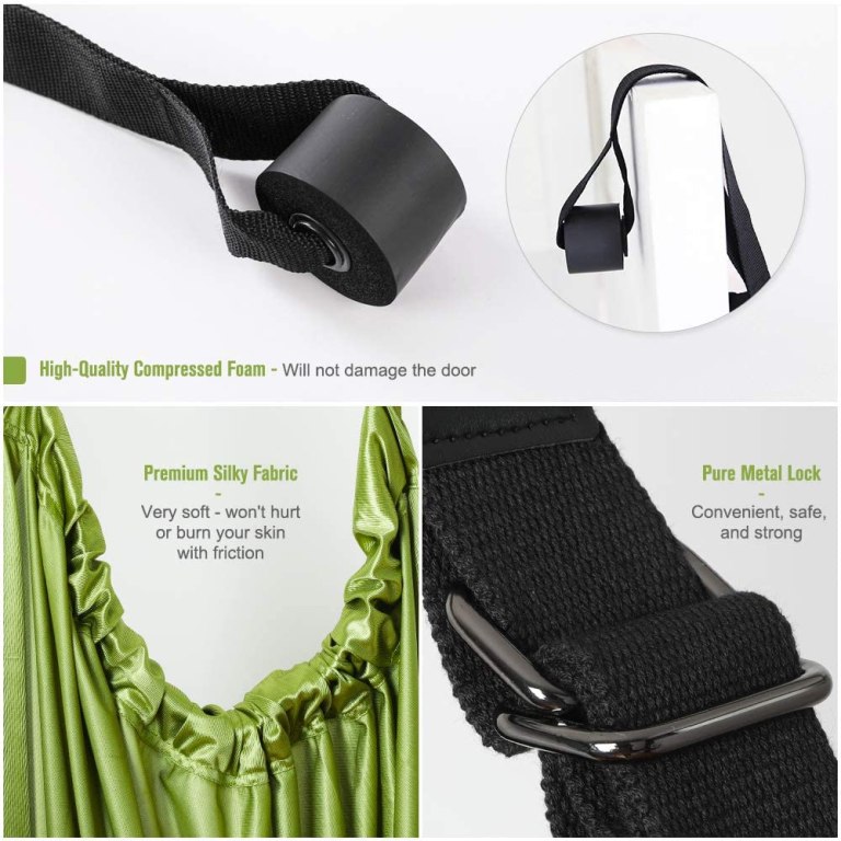 green fitness yoga strap band waist trainer leg door swing adjustable ballet dancer