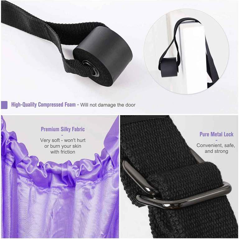 purple fitness yoga strap band waist trainer leg door swing adjustable ballet dancer