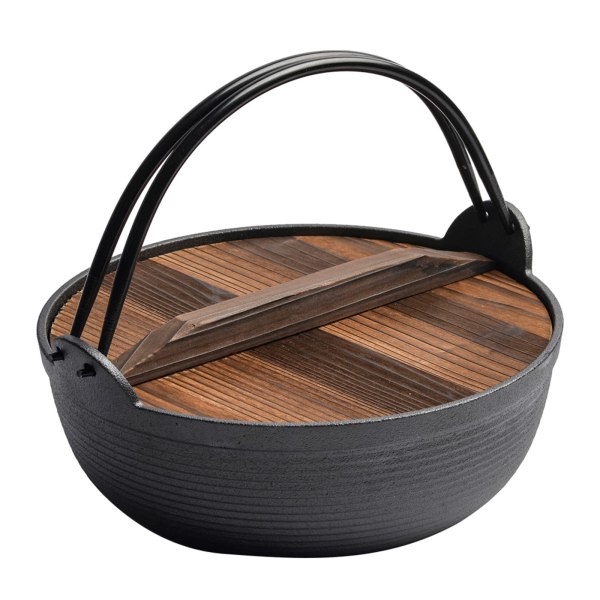 version 1.0.0 Rustic cast iron pot with wooden lid