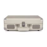crosley cruiser bluetooth portable turntable white sands + bundled crosley record storage display stand White vintage suitcase with silver accents closed