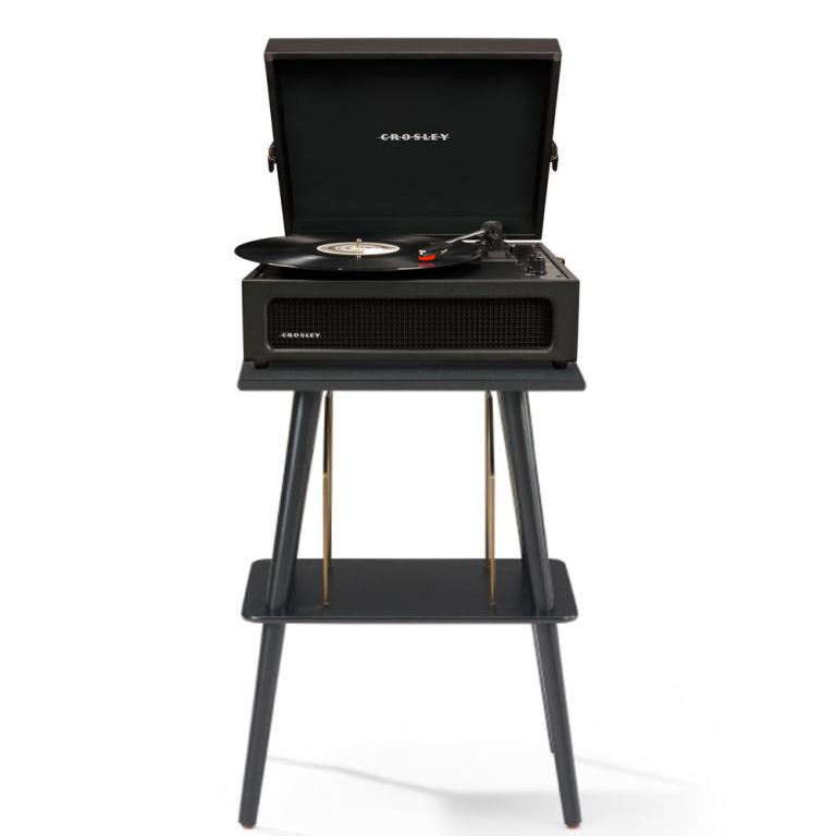 v398 criw8017bst bk4 202504101336 00.jpg Crosley turntable with vinyl record on stand.