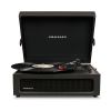 crosley voyager bluetooth portable turntable + entertainment stand bundle black Crosley record player with vinyl playing music.