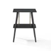 crosley voyager bluetooth portable turntable + entertainment stand bundle black Modern black side table with two shelves.