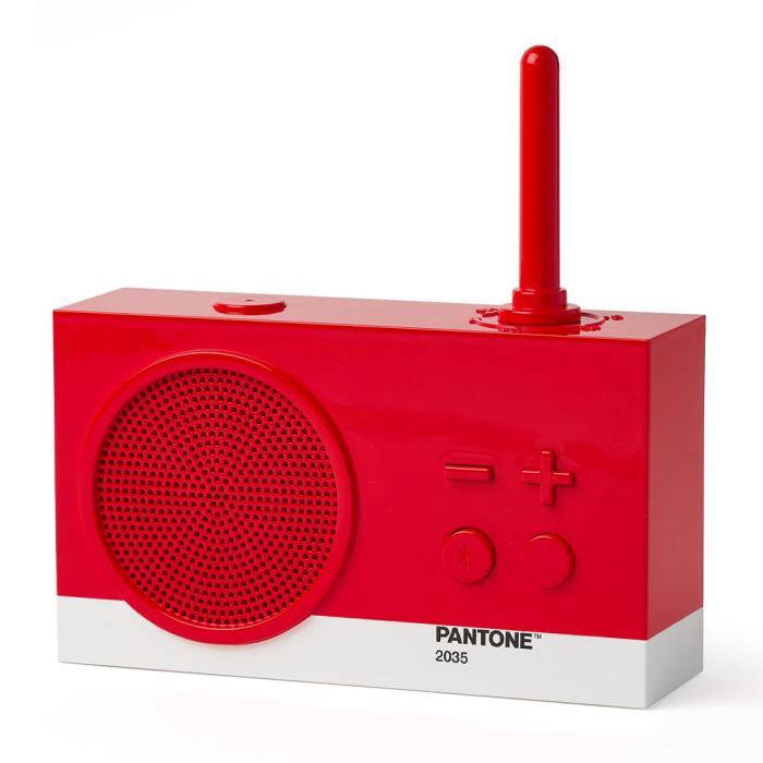 lexon thykho 3 fm radio & bluetooth speaker pantone 2035 red Red retro speaker with antenna and controls