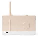 lexon thykho 3 fm radio & bluetooth speaker pantone sand Beige retro-style radio with antenna.