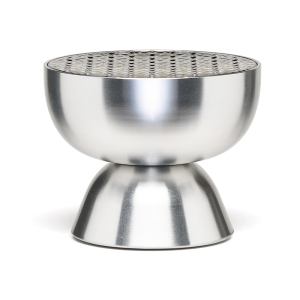 Stainless steel modern hourglass-shaped incense holder.