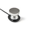 lexon tamo infinitely pairable bluetooth speaker alu polish Sleek modern wired microphone on white background.