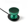 lexon tamo infinitely pairable bluetooth speaker green Green wireless speaker on black charging base.