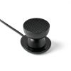 Round black portable speaker with cord