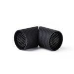 Black cylindrical brush connectors on white background.