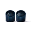 Pair of blue cylindrical speaker covers