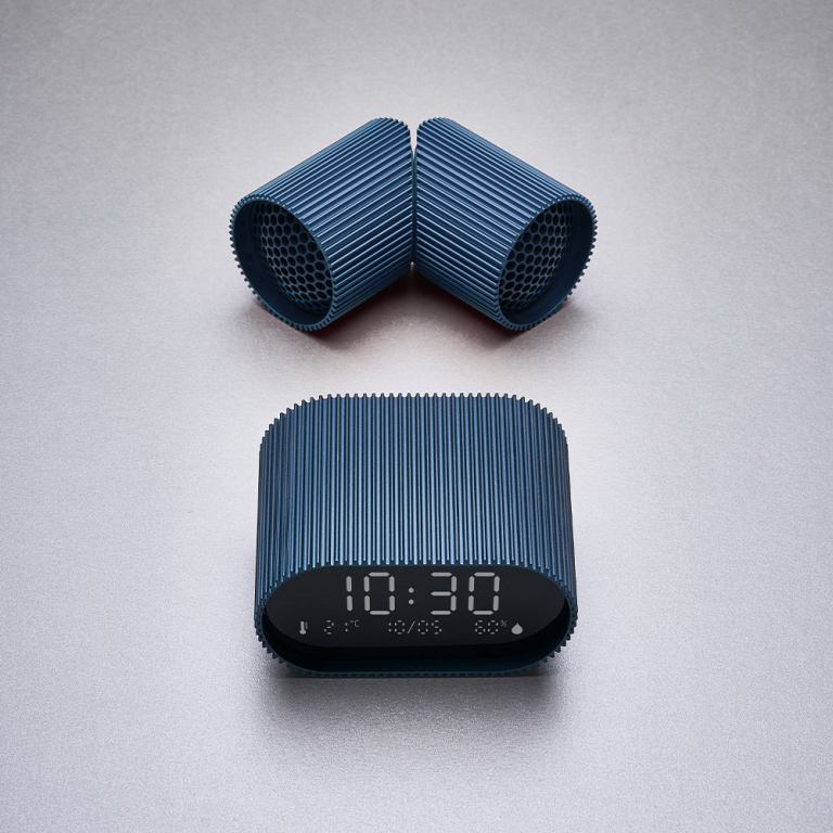 lexon ray set of magnetic bluetooth speakers blue Modern blue alarm clock with sleek design.