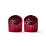 Two red mesh cylindrical caps.