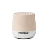 lexon gift set pantone includes mino+ mini speaker, flip classic clock, mina m lamp, thykho 3 speaker sand Beige Pantone wireless speaker on white background.