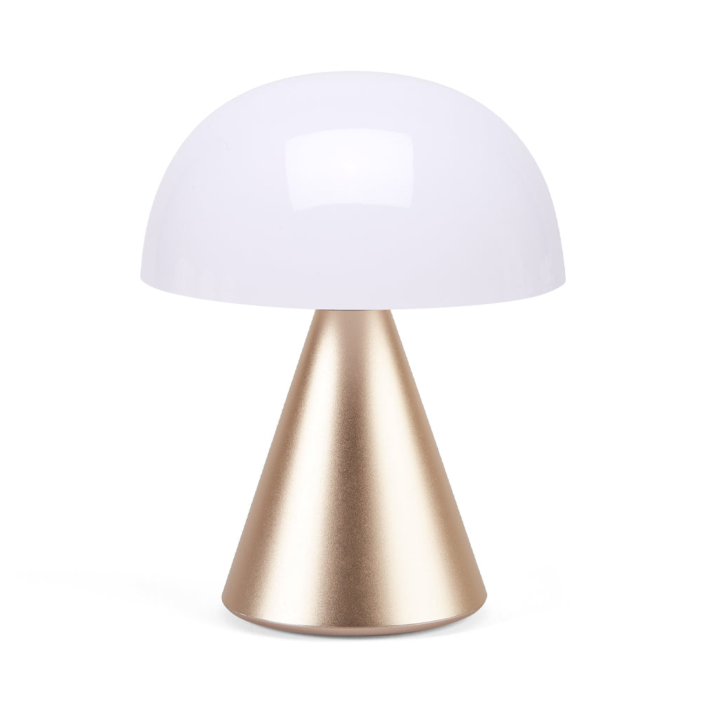 Modern mushroom-shaped lamp with white shade.