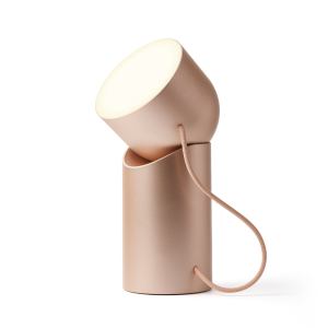 Modern minimalist desk lamp with cord in rose gold.
