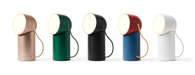 Five modern table lamps in different colours