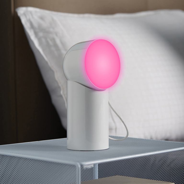 lexon orbe portable led lamp with moving head white Modern night light with glowing pink shade